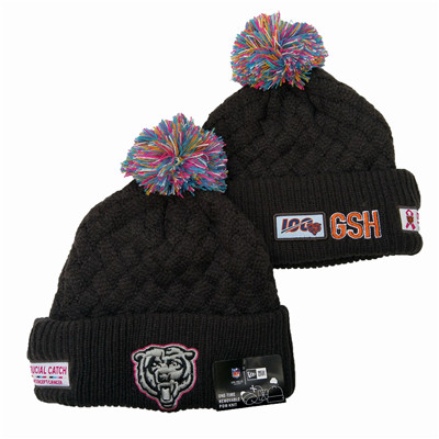 Bears Team Logo Black 100th Season Pom Knit Hat YD Bears Team Logo Black 100th Season Pom Knit Hat YD