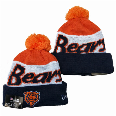 Bears Team Logo Navy Orange Pom Knit Hat YD Bears Team Logo Navy Orange Pom Knit Hat YD