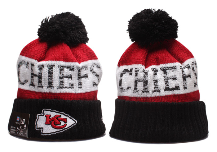 Chiefs Team Logo Black Pom Knit Hat YP Chiefs Team Logo Black Pom Knit Hat YP