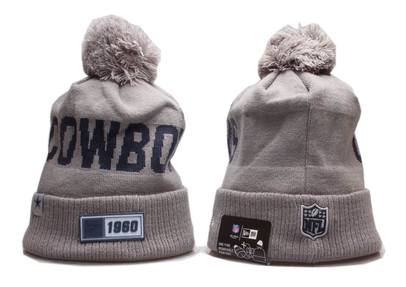 Cowboys Team Logo Cuffed Pom Knit Hat YP