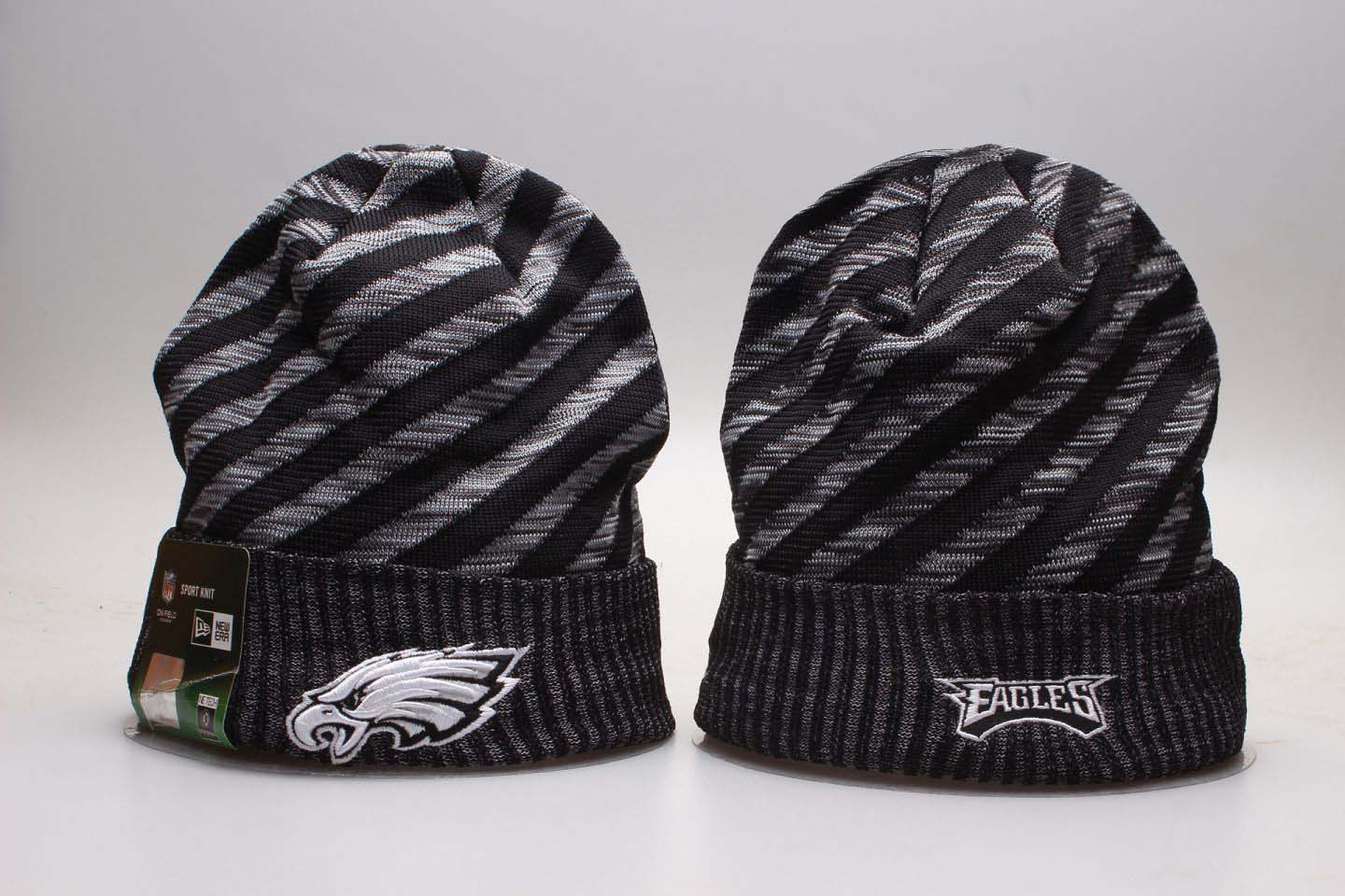 Eagles Team Logo Black Stripe Cuffed Knit Hat YP
