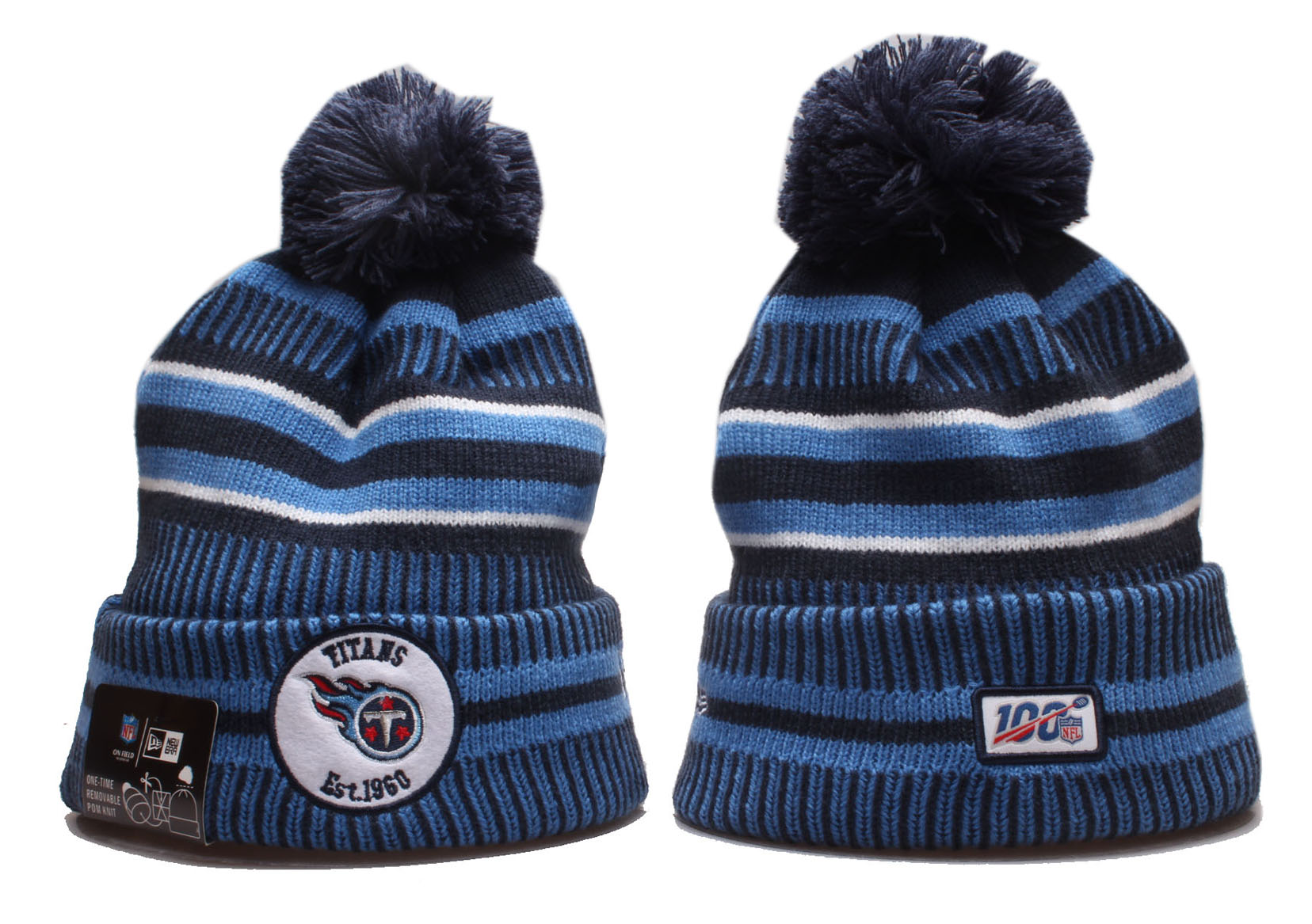 Titans Team Logo Cuffed Pom Knit Hat YP