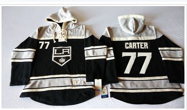 Los Angeles Kings #77 Jeff Carter Black Sawyer Hooded Sweatshirt Stitched NHL Jersey