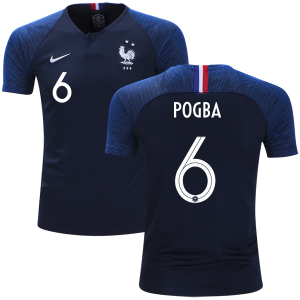 France #6 Pogba Home Kid Soccer Country Jersey