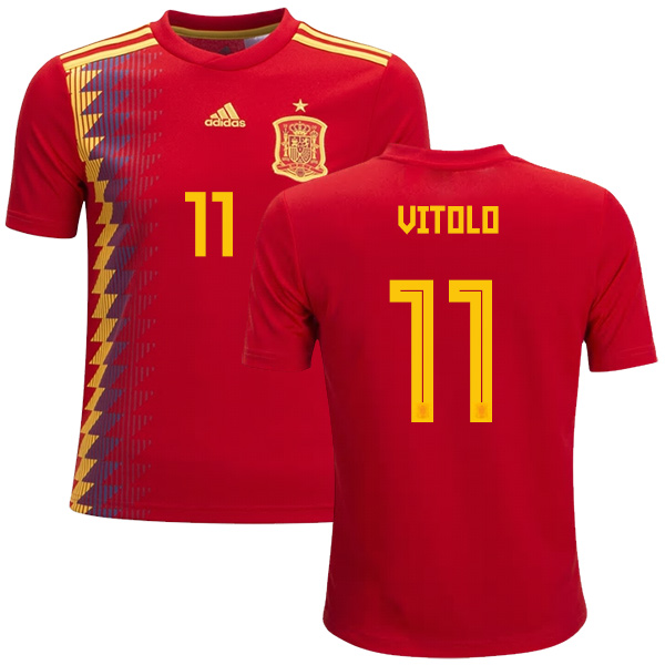 Spain #11 Vitolo Red Home Kid Soccer Country Jersey