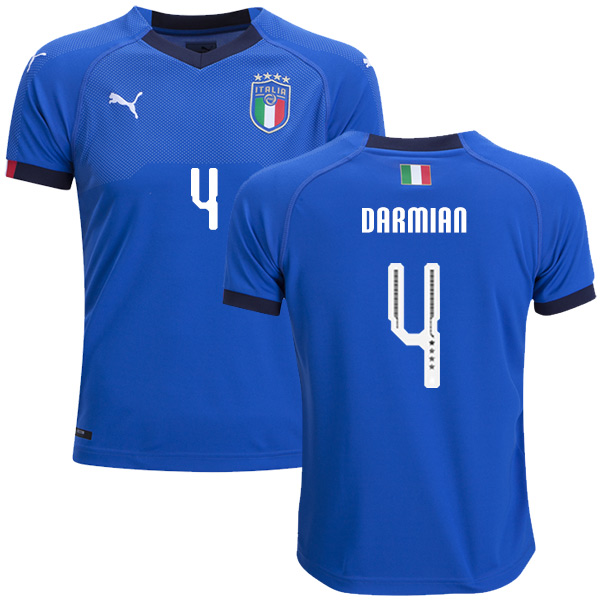 Italy #4 Darmian Home Kid Soccer Country Jersey