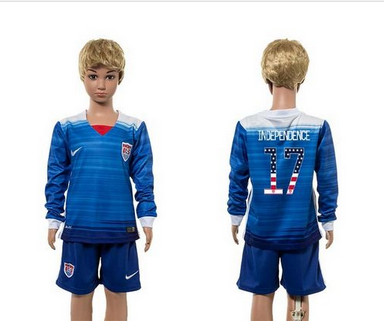USA #17 Independence Independence Day Away Long Sleeves Kid Soccer Country Jersey