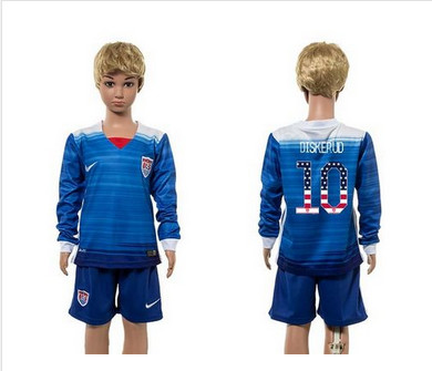 USA #10 Diskerud Independence Day Away Long Sleeves Kid Soccer Country Jersey
