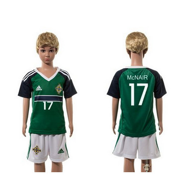 Northern Ireland #17 McNAIR Green Home Kid Soccer Country Jersey