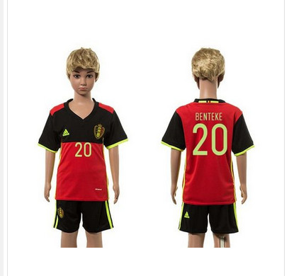 Belgium #19 Dembele Red Home Kid Soccer Country Jersey-1948-3458