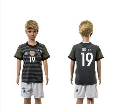 Germany #19 Gotze Away Kid Soccer Country Jersey