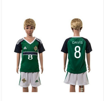 Northern Ireland #8 Davis Green Home Kid Soccer Country Jersey