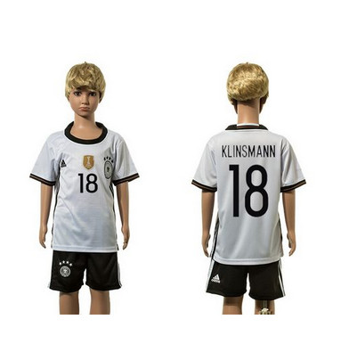 Germany #18 Klinsmann White Home Kid Soccer Country Jersey
