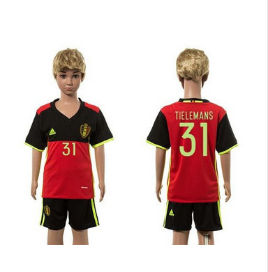 Belgium #31 Tielemans Red Home Kid Soccer Country Jersey
