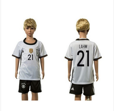 Germany #21 Lahm White Home Kid Soccer Country Jersey
