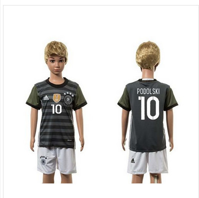 Germany #10 Podolski Away Kid Soccer Country Jersey