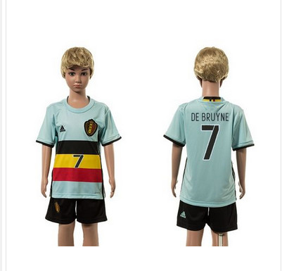 Belgium #7 De Bruyne Away Kid Soccer Country Jersey