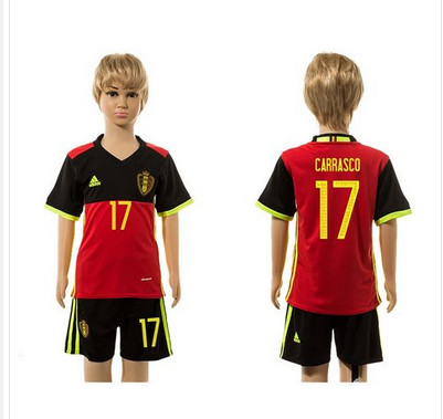 Belgium #17 Carrasco Red Home Kid Soccer Country Jersey