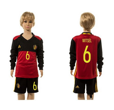 Belgium #6 Witsel Red Home Long Sleeves Kid Soccer Country Jersey