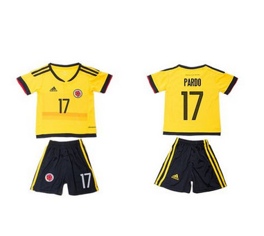 Colombia #17 Pardo Home Kid Soccer Country Jersey