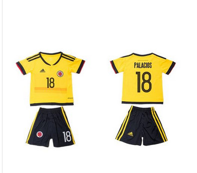 Colombia #18 Palacios Home Kid Soccer Country Jersey