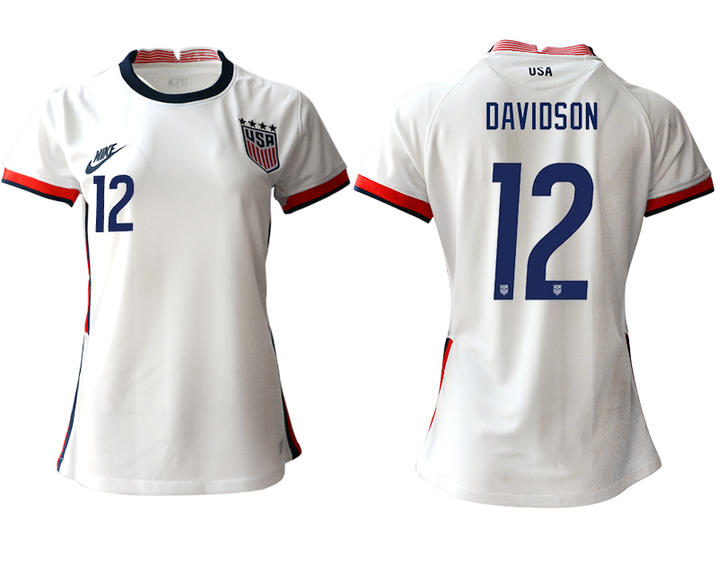 Womens USA #12 Davidson Home Jersey