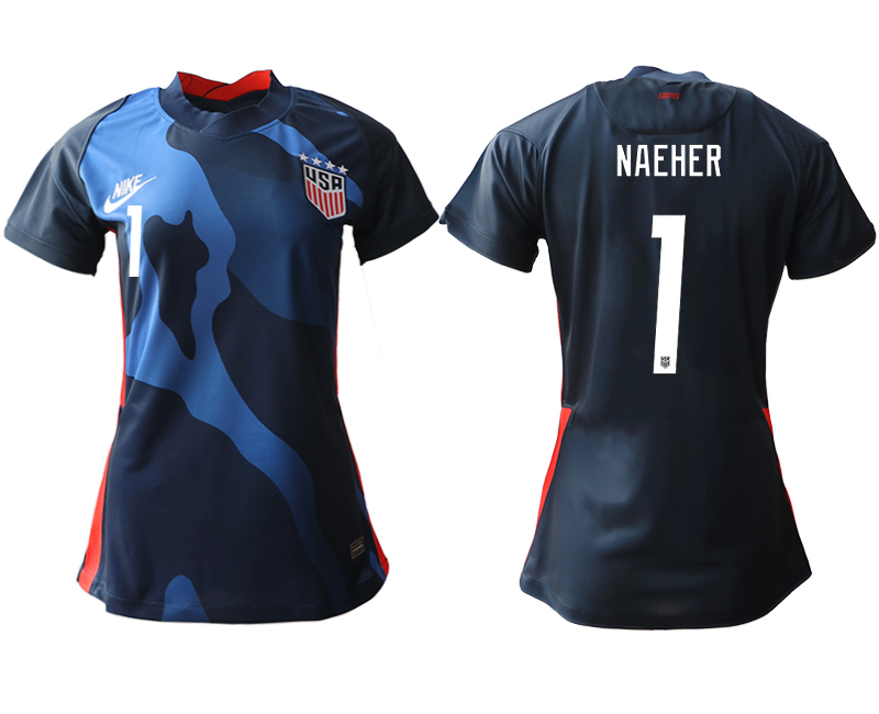 Womens USA #1 Naeher Away Jersey