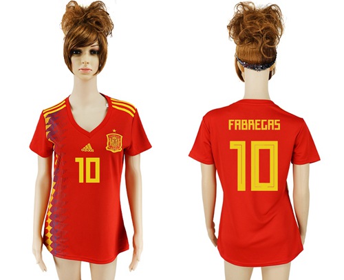 Women's Spain #10 Fabregas Red Home Soccer Country Jersey