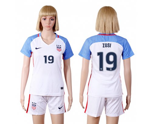 Women's USA #19 Zusi Home(Three Star) Soccer Country Jersey