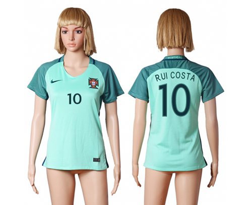 Women's Portugal #10 Rui Costa Away Soccer Country Jersey