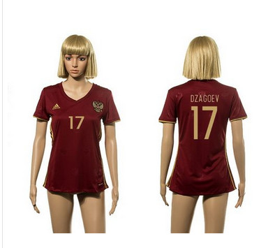 Women's Russia #17 Dzagoev Red Home Soccer Country Jersey