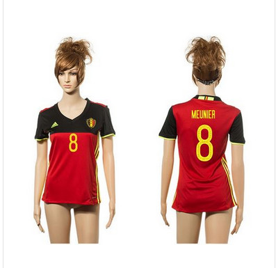 Women's Belgium #8 Meunier Red Home Soccer Country Jersey