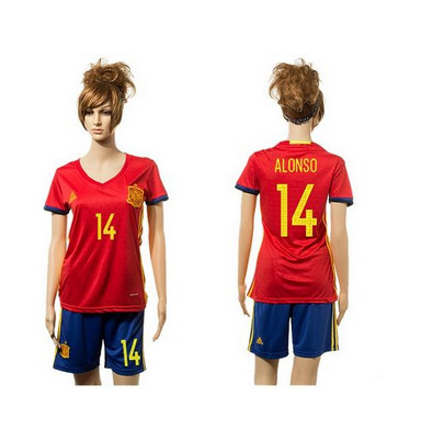 Women's Spain #14 Alonso Red Home Soccer Country Jersey