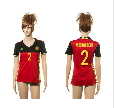 Women's Belgium #2 Alderweireld Red Home Soccer Country Jersey