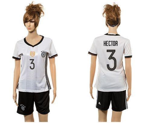 Women's Germany #3 Hector White Home Soccer Country Jersey
