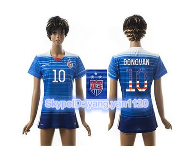 Women's USA #10 Donovan Three Star Independence Day Away Soccer Country Jersey