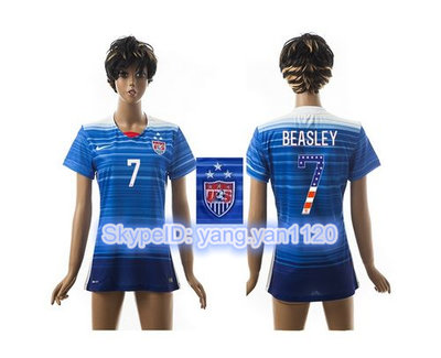 Women's USA #7 Beasley Three Star Independence Day Away Soccer Country Jersey