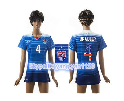 Women's USA #4 Bradley Three Star Independence Day Away Soccer Country Jersey