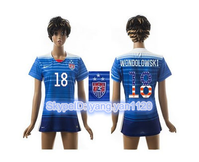 Women's USA #18 Wondolowski Three Star Independence Day Away Soccer Country Jersey