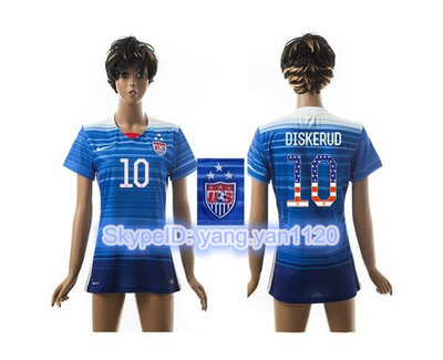 Women's USA #10 Diskerud Three Star Independence Day Away Soccer Country Jersey