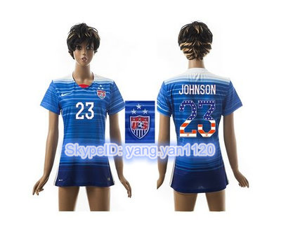 Women's USA #23 Johnson Three Star Independence Day Away Soccer Country Jersey