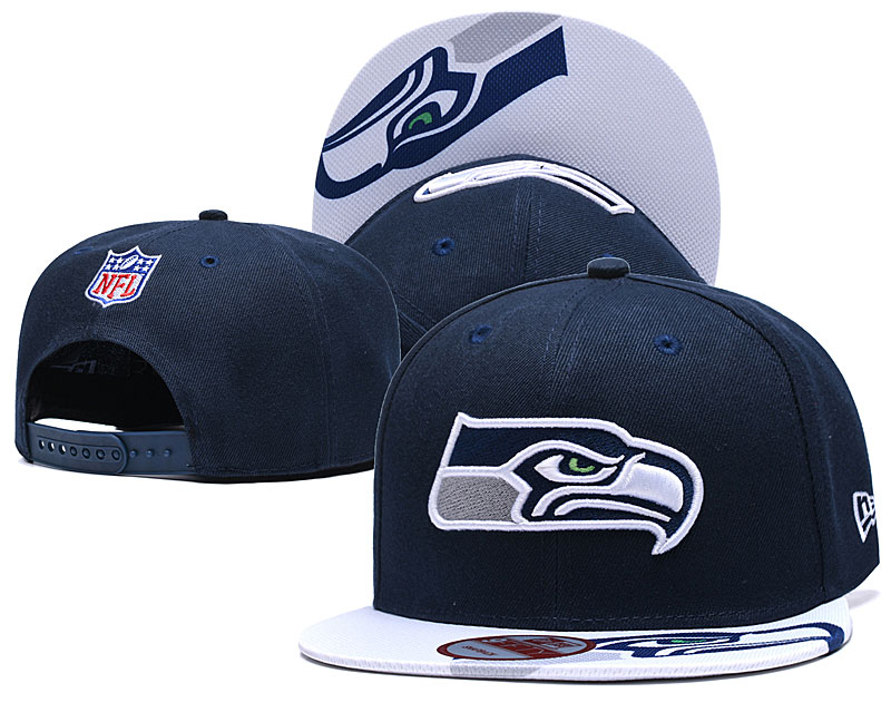 NFL Seattle Seahawks Team Logo Navy Silver Adjustable Hat 0