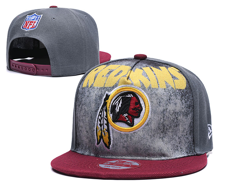 Redskins Team Logo Gray Red Adjustable Hat TX