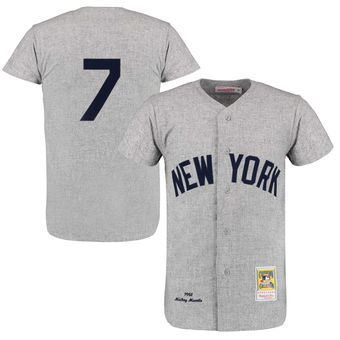 Men's New York Yankees Mickey Mantle Mitchell & Ness Gray Throwback 1961 Authentic Jersey