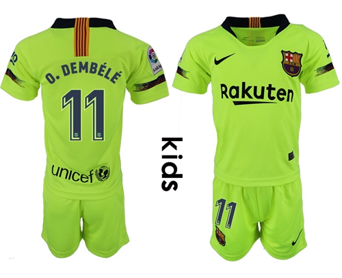 Barcelona #11 O.Dembele Away Kid Soccer Club Jersey