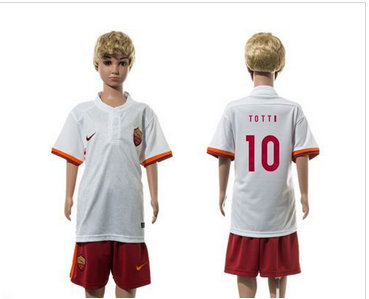 Roma #10 Totti Away Kid Soccer Club Jersey