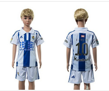 Real Sociedad #10 X.Prieto Home Kid Soccer Club Jersey