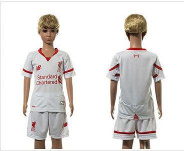 Liverpool Blank White Away Kid Soccer Club Jersey