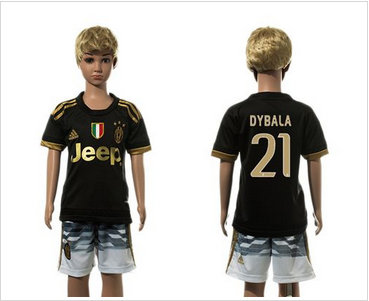 Juventus #21 Dybala Black Kid Soccer Club Jersey