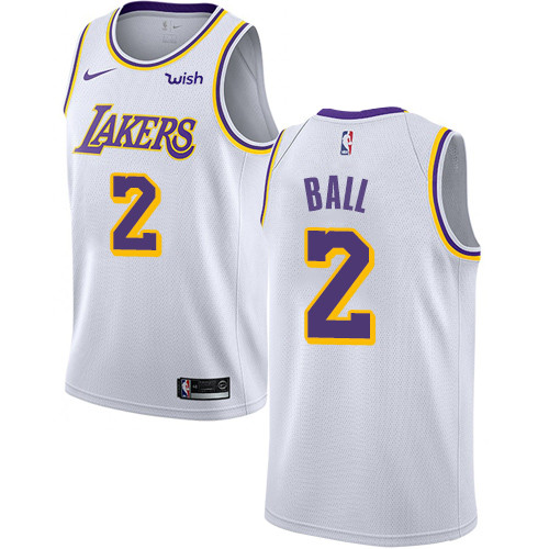 Lakers #2 Lonzo Ball White Women's Basketball Swingman Association Edition Jersey